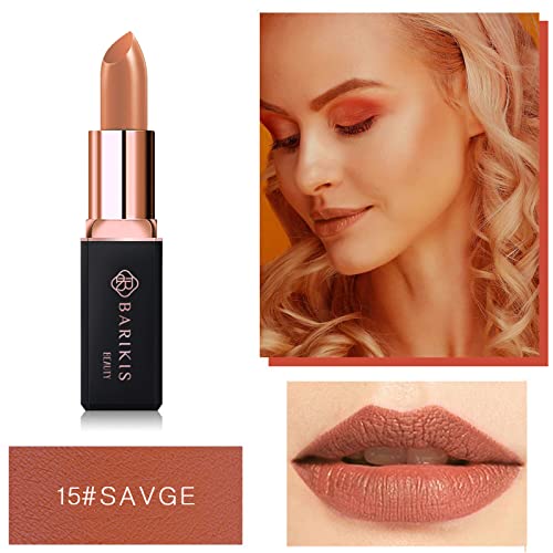 Flivevine Long Lasting Waterproof Matte Lipstick,Hydrating,Non-Stick Lipstick,Velvety Red Lipstick With Pure Luster,Lipstick For All Occasions,Essential Lipstick For Women (15 Savage) #TOP3