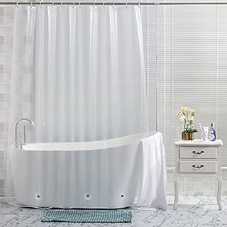 Trimming Shop PEVA Shower Curtains with Bottom Magnets Heavy Duty Transparent Shower Curtain Liner Mould & Mildew Resistant With 12 Curtain Hook Waterproof Clear Bath Curtain, 180cm x 200cm