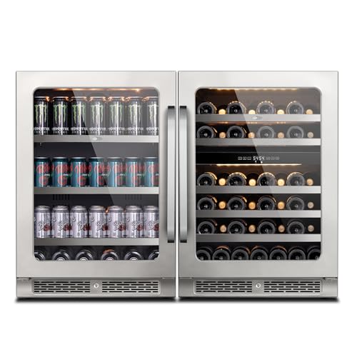 Image of Whynter 46 Bottles Wine Cooler & 140 Cans Beverage Refrigerator, 48 Inch Wine Fridge Dual Zone, 40-65F Wine Refrigerator, Built-in or Freestanding for Home Bar Kitchen Office