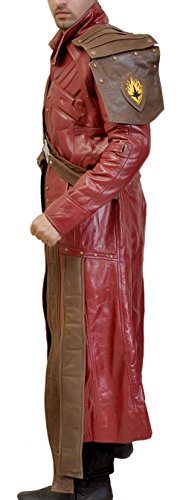 Image of Mens Guardians Superhero Distressed Maroon Star Cosplay Costume Leather Biker Jacket