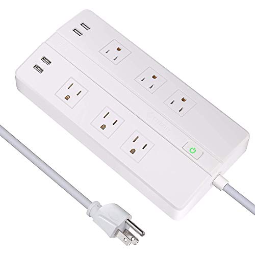 Etekcity 6-Outlet Surge Protector Power Strip with 4 USB Charging Ports, 5610 Joules, 6 Ft Long Cord & Mounting Holes, 750? Flame-Retardant, FCC Certified, ETL Listed, White