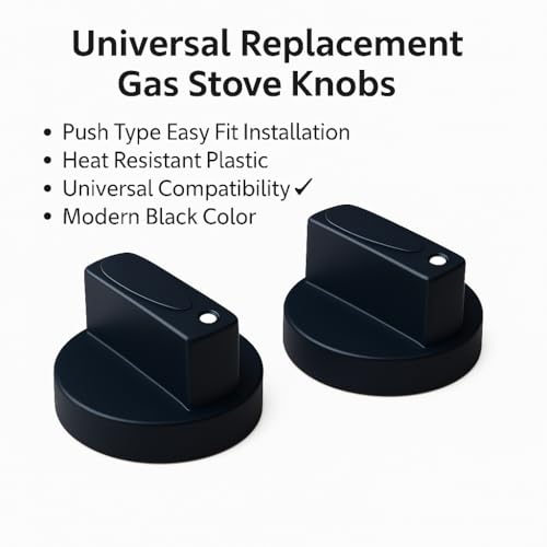 Image of Gas Stove Control Knob (Pack of 12) | LPG Gas Chulha Replacement Knobs | Push Fit Cooktop Knobs | Heat Resistant Plastic | Black