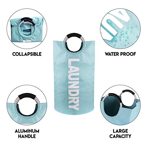 Neatkeep Large Laundry Bags For Heavy-Duty Use With Aluminum Handles, Collapsible Fabric Laundry Basket, Foldable Clothes Bag, (Available In 6 Colors) (Light Blue) #TOP2