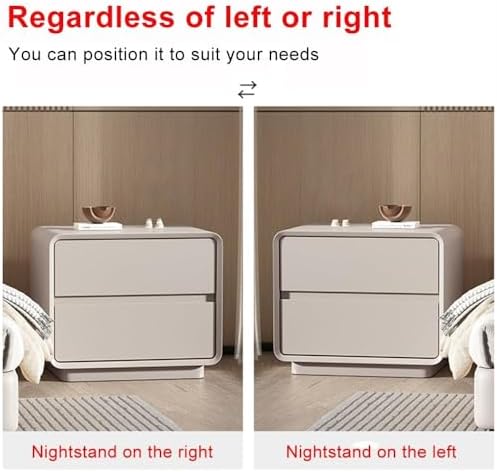 Modern Wood Nightstand with 2 Drawers, Waterproof Lacquer Finish Bedside Table, Durable End Table for Living Room, Stylish 35cm Storage Solution