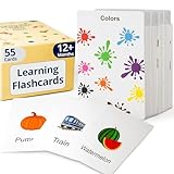 Flashcard Montessori resistenti per bambini e bambini in età prescolare | 55 carte di apprendimento spesse e impermeabili per discorso, scuola a casa e regalo
