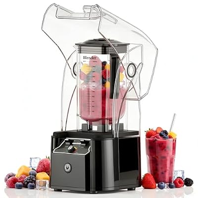 WantJoin Quiet Blender - 80oz Professional Commercial Blender with Soundproof, 2200W Smoothie Maker with 15-Speed & Pulse, Heavy Duty for Coffee Shop Bar Restaurant, with Spatula, Brush for Cleaning