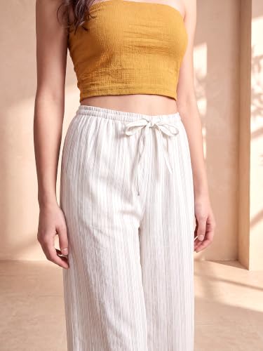 Image of PURVAJA Women's Comfort Wide Leg Full Length Flat-Front Printed Trouser