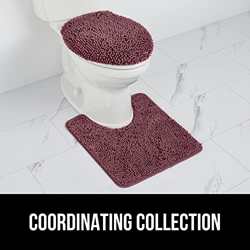Image of Gorilla Grip Original Shag Chenille Bathroom Toilet Lid Cover, Many Colors, 19.5x18.5 Inches, Large Machine Washable, Ultra Soft Plush Fabric Covers, Fits Most Size Toilet Lids for Bathroom, Mauve