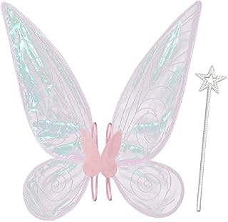 Fairy Wings for Adult , Butterfly Wings for Women Girls Halloween Christmas Costume Sparkle Angel Wings Dress Up Party Favor (Pink-1)