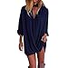 Produktbild Damen Oberteile,DOLDOA Damen Unifarbe V-Ausschnitt 3/4 arm Top Bluse Pullover (EU: 48 Büste: 112cm / 44.1", Blau,V-Ausschnitt 3/4 arm Oberteile)
