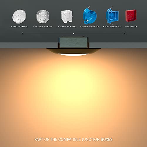 JULLISON 20 Packs 6 Inch Black 5CCT Field Selectable LED Low Profile Recessed & Surface Mount Disk Light, Round, 15W, 920 Lumens, CRI80, 27K-30K-35K-40K-50K, Driverless, Dimmable, ETL & Wet Listed by JULLISON - Image 5