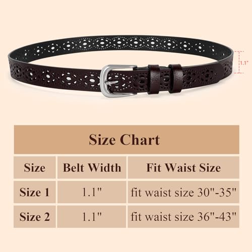 Women's Hollow Genuine Leather Belt for Jeans with Pin Buckle Cowhide4