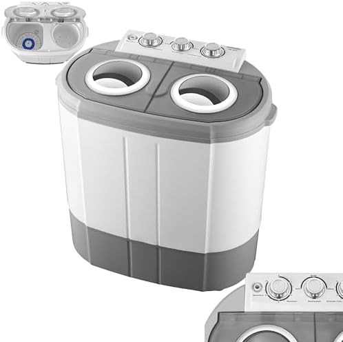 Steinborg® Mini Waschmaschine mit Schleuder – 2-Kammer Toploader,...