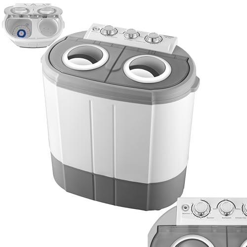 Steinborg Mini Waschmaschine mit Schleuder – 2-Kammer Toploader, Waschleistung bis 3 kg, Schleuderkammer bis 1 kg, kompakte Waschmaschine ideal für Camping, Reisen & kleine Haushalte