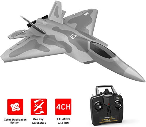 VOLANTEXRC 2.4GHz 4CH Remote Control Airplane RC Jet F22 RC Aircraft Fighter Ready to Fly with Xpilot Stabilizer System, One Key Aerobatic Perfect for Beginners (761-7 RTF)