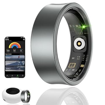 HPLSZCN Smart Ring, Fitness Tracker with Heart Rate, Blood Oxygen,Stress, Sleep Tracker, Step Tracker, 10ATM Waterproof, Compatible with iPhone and Android (Grigio, 7)