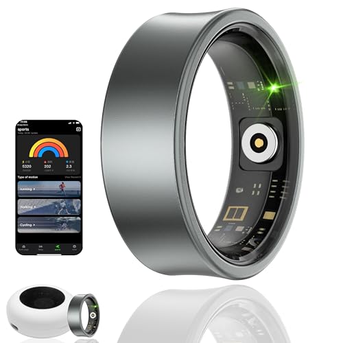 HPLSZCN Smart Ring, Fitness Tracker with Heart Rate, Blood Oxygen, Stress, Sleep Tracker, Step Tracker, 10ATM Waterproof, Compatible with iPhone and Android (Grigio, 11)