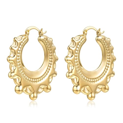 Gold Gypsy Creole Hoop Earrings, 15mm, 6g, Gold Plated - Bling King London