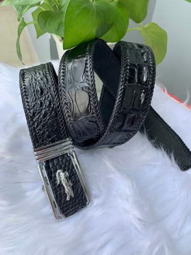 Genuine crocodile hornback leather skin belts buckle for men, real alligator Men's belt, strap width 1.57".4