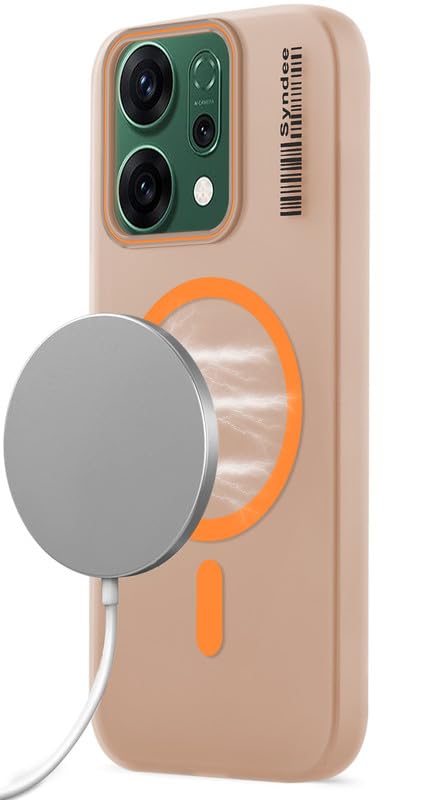 Mr. Case Back Cover for Oppo Reno 14 5G Sleek Frosted Translucent Back Only Compatible with Wireless Magnetic Accessories | Anti-Scratch Shockproof Phone Case – Orange