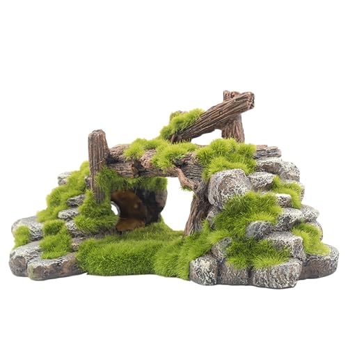 水槽 レイアウトに最適!苔むした質感の樹脂苔ブリッジ(18.8×11.5×9cm) 金魚 隠れ家に アクアリウム オブジェ 水槽オブジェ 水槽 飾り