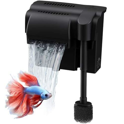 Image of fishkeeper 6W 180GPH Ultra-Quiet Hang On Back Aquarium Filter, <28dB Whisper 4-Stage Biochemical Fish Tank Filter with Waterfall Oxygenation for 10-50Gal Fresh /Saltwater Tanks, w /Two Free Cartridges