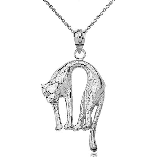 Sterling Silver Hanging Cheetah Big Cat Pendant Necklace, 18"