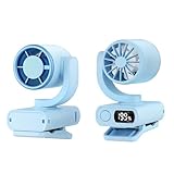 GLOTOYS Mini Quiet Rechargeable Personal Fan Clip on for Neck, 5 Speed with 1200mAh Battery, USB Desk Fan for Stroller Backpack Bike Belt Outdoor Travel, Quiet Small Fan for Home Office (Blue)