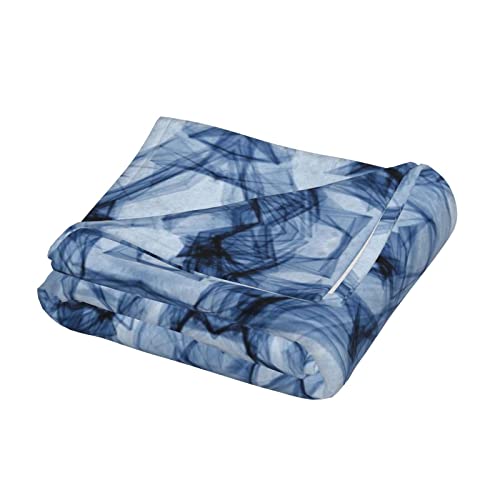 Couverture microfibre bleue plaid lit voyage camping doux - 5