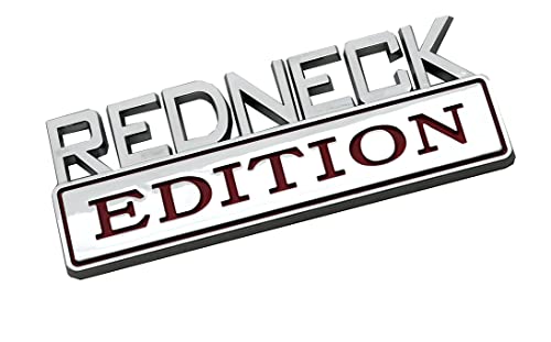 Image of 2pcs 3.1 inch Redneck Edition Exterior Emblem CAR Truck Boat Decal Logo Replacement for F-150 F250 F350 Silverado RAM 1500 (Chrome Red)