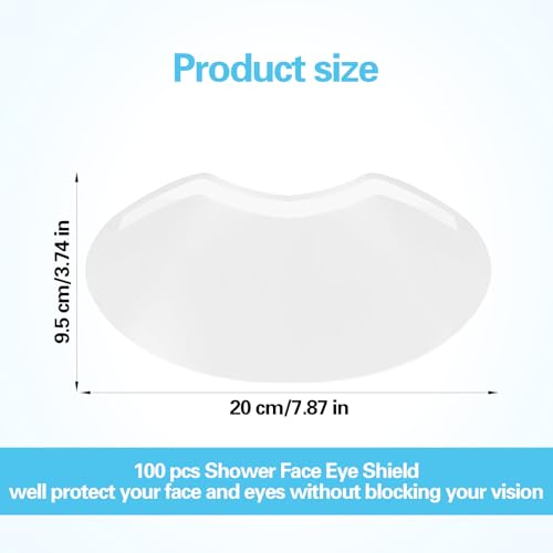 Elegaperma 100 PCS Shower Visor for Adults, Disposable Shower Face Shield, Wide-Coverage Showers Eye Shield with Adhesive for Lash Protector Showers Water-Free Care at Home and Salon - Thumbnail 2