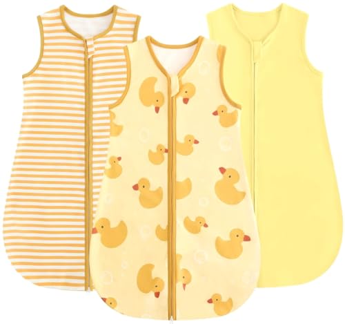 JiAmy Saco de Dormir Bébé Saco Dormir Bebe Invierno 0,5 TOG, Súper Cálido para Unisex Niñas Niños Pato amarillo 0 6 Meses