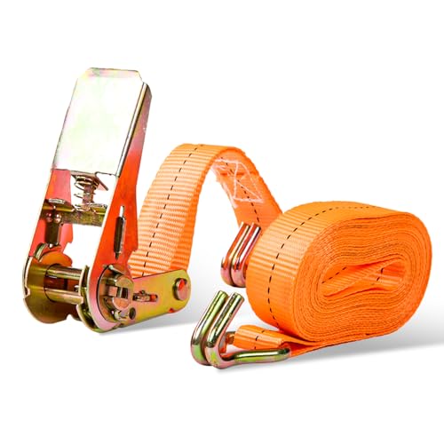 Boltza® Heavy Duty Ratchet Tie Down Strap – 25mm x 5m / 38mm x 6m / 50mm x 8m – Cargo Lashing Belt with Double J-Hooks (25mm-5m)