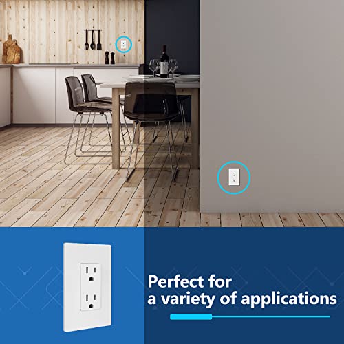 Lider Matte Finish Decorator Receptacle, Child Safe Tamper-Resistant Wall Outlet, Residential Grade, Self-Grounding, 15A 125V, Ul Listed, Lr15-Tr-W, White #TOP5