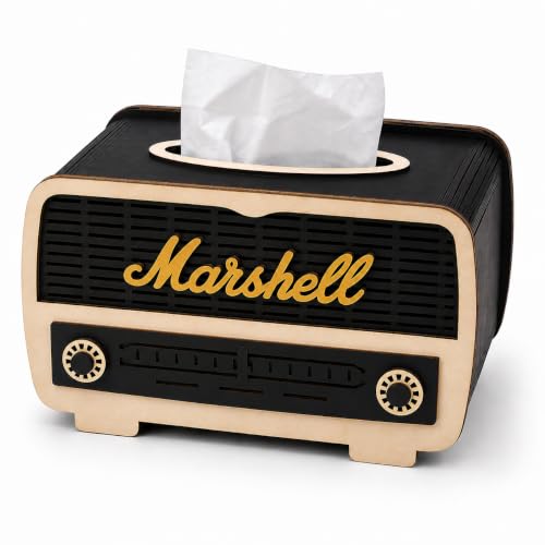 Image of Wooden Tissue Box Holder with Premium Decorative Design, Elegant Tabletop Tissue Case for Home, Office, Living Room & Bedroom, Sturdy MDF Wood Tissue Cover, 8 x 5 x 5 Inch