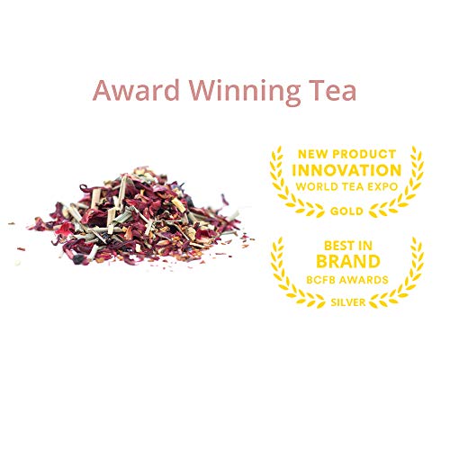Justea Little Berry Hibiscus | Loose Leaf Herbal Tea | Tin With Hand Carved Tea Spoon | 40+ Cups (3.2Oz) | Caffeine Free | Award-Winning | Fair Trade | Non-Gmo #TOP2