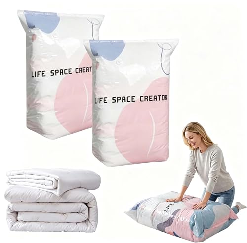 No-Pump Large Vacuum Storage Compression Bags Vakuumbeutel ohne Pumpe 2026 New Vacuum Storage Bags Luftdichte Kompressionsbeutel für Kleidung Kissen Bettdecken Decke (2 100x80x38cm)