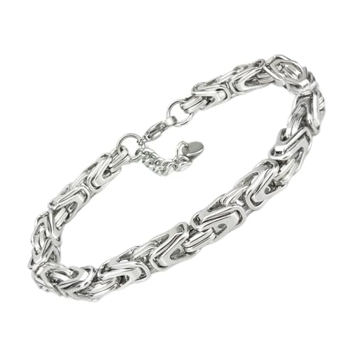 SAGA GIOIELLI® Bracciale Uomo A Catena In Acciaio Inox Lunghezza 19,5 + 5 cm