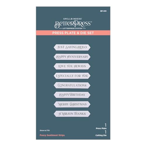 Spellbinders Fancy Sentiment Strips BetterPress Press Plate, Metal