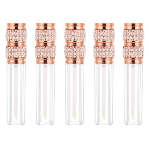 FOMIYES 5pcs Lip Gloss Tube Lipstick Tube Lip Stick Container Empty Lip Balm Bottle Lip Stick Sub Bottle Lipstick Tube Empty Lipgloss Gold Lip Gloss Lip Gloss Bottles Vial Plastic Cosmetic
