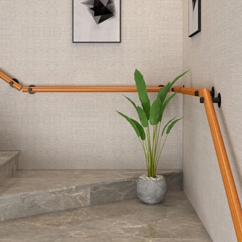 Rampe d'escalier murale en bois kit complet 80 cm barre d'appui