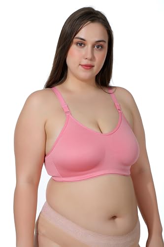 Image of MAROON Cotton Satin Blend Seamless Non Padded Non-Wired Full Coverage Women Minimizer Bra