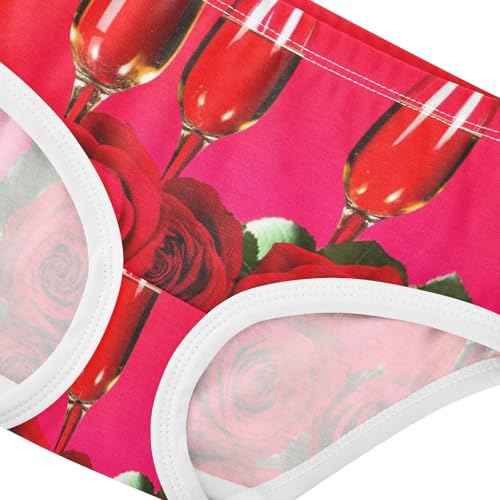 Red Roses Candles Girl Panties Cute Toddler Underwear Custom Cotton Fun Underpants Briefs 2t4