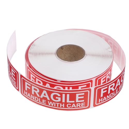 OKUMEYR Fragile Stickers Roll 50 Pieces Moving Labels Shipping Label Fragile Handle Care Stickers for Glass Ceramics Packing Tape