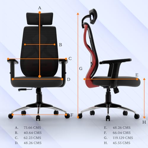 Image of Titan Ergonomic Office Chair for Home & Office | Adjustable Armrests | 120 Recline | Lumbar Support | Thick Cushioned Seat | Heavy-Duty Base | 3 Years Warranty (Black Red)