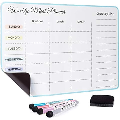 15x11 inch Menu Board for Kitchen - Weekly Meal Planner Magnetic - Weekly Menu Board - Meal Plan - Menu Planner for Fridge - Fridge Menu Magnet Cover