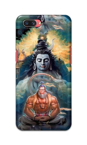 Image of PRINTFIDAA Printed Hard Back Cover Case for Oppo A3s | Oppo A5 2018 | Realme C1 | Realme C1 2019 Back Cover (Lord Shiva and Hanuma) -112