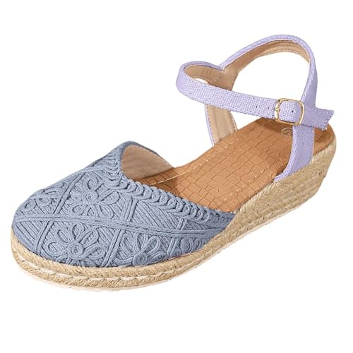 Sandales espadrilles plateforme été chaussures robe bleu pour femme taille 35
