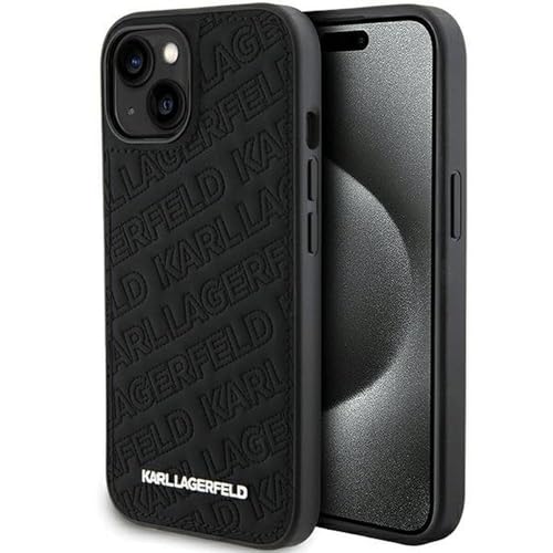 KARL LAGERFELD KLHCP15SPQKPMK Coque pour iPhone 15 6,1" Noir Rigide matelassé Motif K