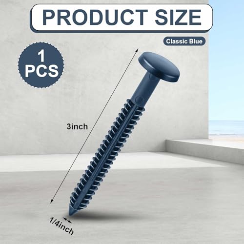 Image of Blulu 1 Pcs 3 Inch Vinyl Shutter Fastener Window Panel Peg Lok Pin Pegs Screws Shutter Spikes Anchor (Classic Blue)